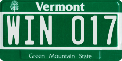 VT license plate WIN017