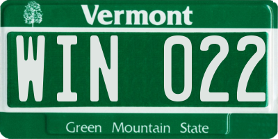 VT license plate WIN022