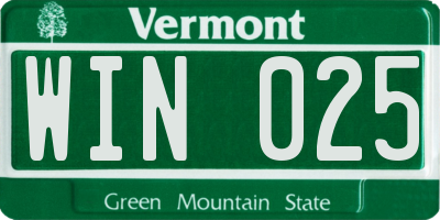 VT license plate WIN025