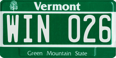 VT license plate WIN026