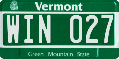 VT license plate WIN027