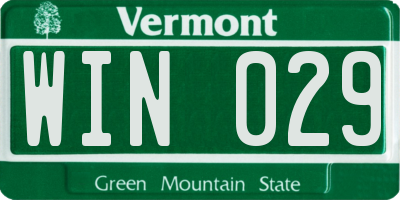 VT license plate WIN029