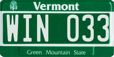 VT license plate WIN033