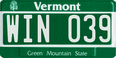 VT license plate WIN039