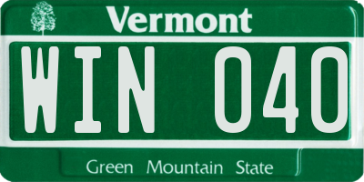 VT license plate WIN040
