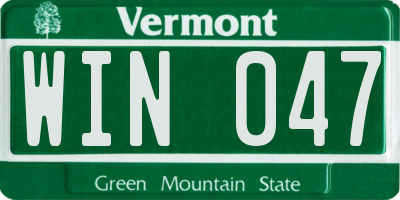 VT license plate WIN047