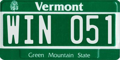 VT license plate WIN051