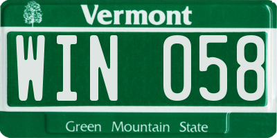 VT license plate WIN058
