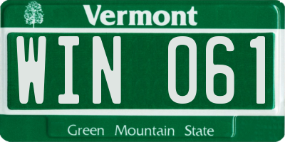 VT license plate WIN061