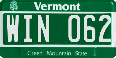 VT license plate WIN062