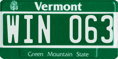 VT license plate WIN063