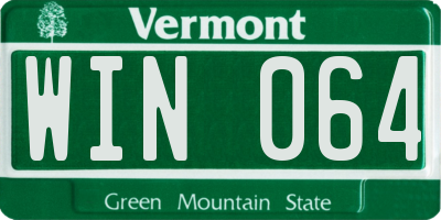 VT license plate WIN064