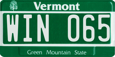 VT license plate WIN065