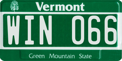VT license plate WIN066