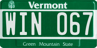 VT license plate WIN067