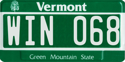 VT license plate WIN068
