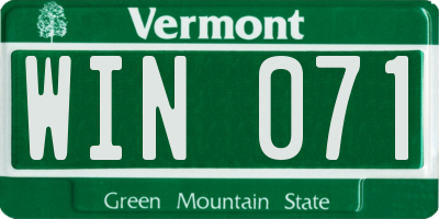 VT license plate WIN071