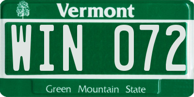 VT license plate WIN072