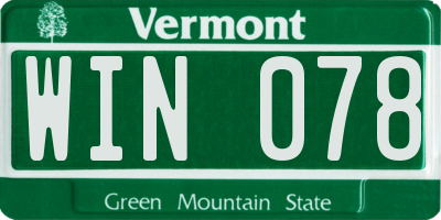 VT license plate WIN078
