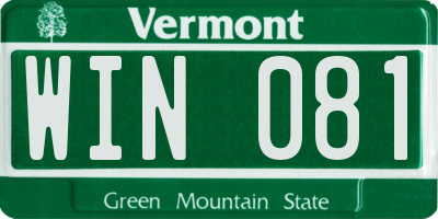 VT license plate WIN081