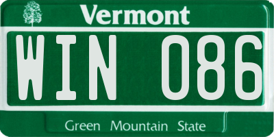 VT license plate WIN086