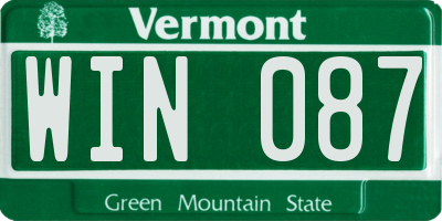 VT license plate WIN087