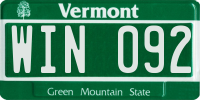 VT license plate WIN092