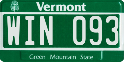 VT license plate WIN093