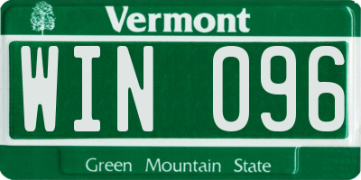 VT license plate WIN096