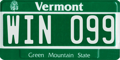 VT license plate WIN099