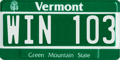 VT license plate WIN103