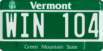 VT license plate WIN104