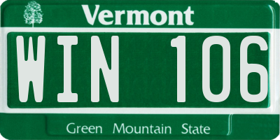 VT license plate WIN106