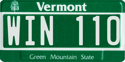 VT license plate WIN110