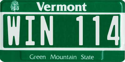 VT license plate WIN114