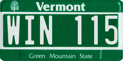VT license plate WIN115