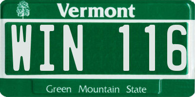VT license plate WIN116