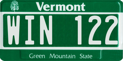 VT license plate WIN122