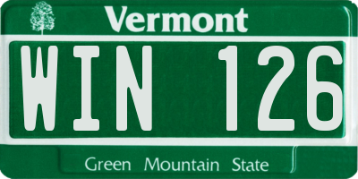 VT license plate WIN126