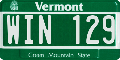 VT license plate WIN129