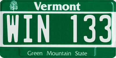 VT license plate WIN133