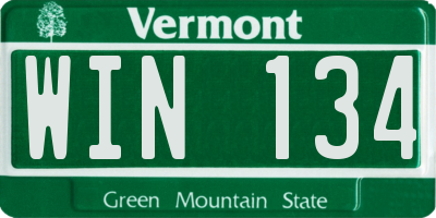 VT license plate WIN134