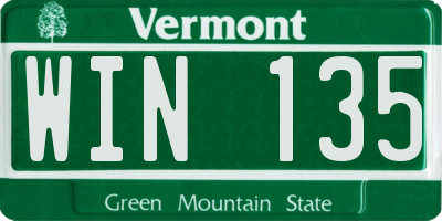 VT license plate WIN135