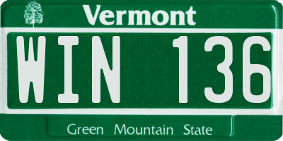 VT license plate WIN136