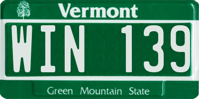 VT license plate WIN139