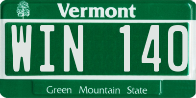 VT license plate WIN140