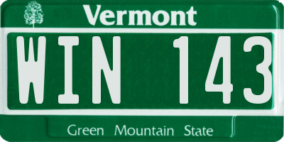 VT license plate WIN143