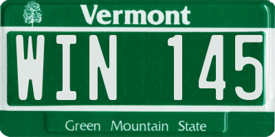 VT license plate WIN145