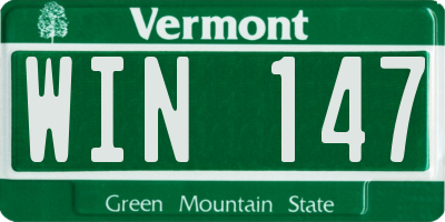 VT license plate WIN147