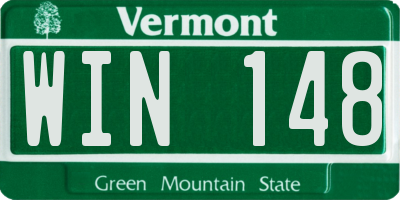 VT license plate WIN148